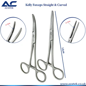 Azatek Hemostatic Surgical Artery Clamp Locking Pliers Kelly Forceps Curved - Picture 1 of 5