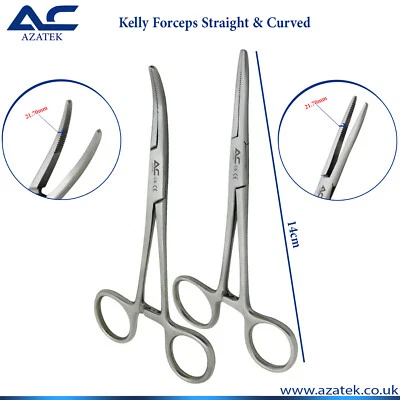 Azatek Hemostatic Surgical Artery Clamp Locking Pliers Kelly Forceps Curved