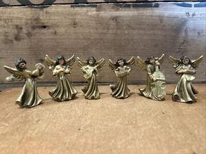 Menge 6 Vintage 2 1/2" Kunststoff Engel spielen Instrumente Band Gold Figuren - Bild 1 von 10