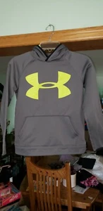 Boys Under Armour Gray & Neon Green Hooded Sweatshirt Size YMD - Picture 1 of 1