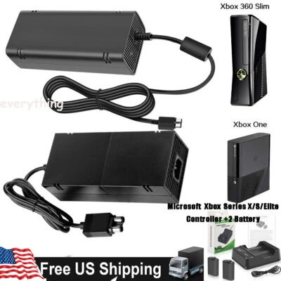 For Xbox One X/S Xbox 360 Slim AC Adapter Brick Console Charger Power Cable US - Image 1 of 4