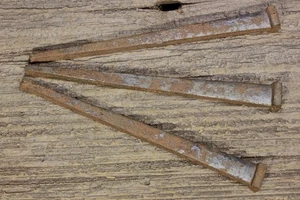 5" NAILS 3 large spikes old hooks vintage rusty iron Easter Crucifixion display - Picture 1 of 6