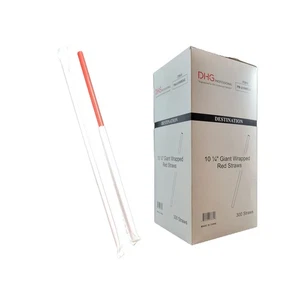Premium Straws Paper-Wrapped, Red Color Plastic Straws Giant Size 10.25 inch ... - Picture 1 of 3