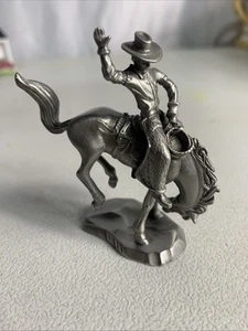Vtg Western 1984 Rawcliffe Pewter Cowboy Riding A Bucking Horse - Picture 1 of 6