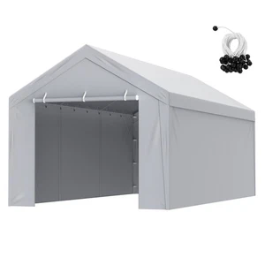 VEVOR Carport Replacement Canopy Car Shelter Tent Top+Side Wall 10x20 ft Grey - Picture 1 of 12