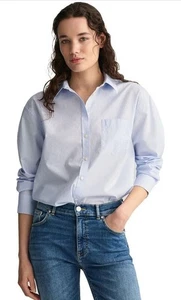 Gant Women’s Poplin Shirt Blouse Long Sleeve Cotton Pale Blue UK 6 BNWT - Picture 1 of 7