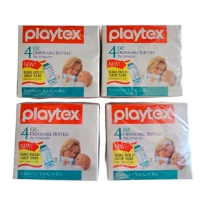 Lot Of 4 (200) Vtg 1993 Playtex Disposable Baby Bottles 4 Oz Bottles New Sealed - Picture 1 of 6