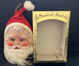 1960’s Musical Santa Head Wall Hanging In Original Box Works Plays Jingle Bells - Bild 1 von 5