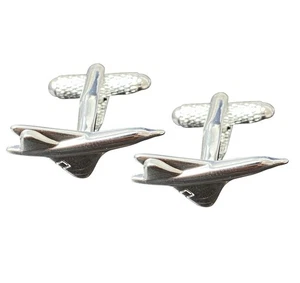 Concorde Flugzeug Manschettenknöpfe - Onyx Art CK186 Herren Hochzeit Überschall Jet Manschetten - Bild 1 von 5