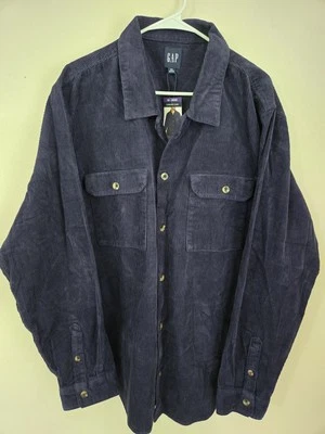 Gap Shirt Mens 2XL Navy Blue Button Up Corduroy Heavy Cotton New FREE SHIPPING - Image 1 of 4