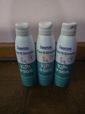 COPPERTONE PURO Y SIMPLE PROTECTOR SOLAR PARA NIÑOS SPRAY SPF 50 5 OZ NUEVO SIN CAJA 3 PIEZAS 04/24 Foto 1 de 4