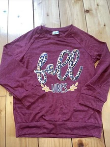 Sparkle In Pink Fall Vibes Maroon Long Sleeve Tee - Picture 1 of 8