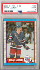 1989 OPC O-PEE-CHEE #136 BRIAN LEETCH NHL HOF RANGERS RC PSA MINT 9🎄