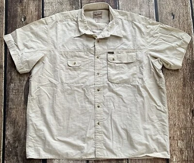 WOOLRICH SAFARI SHIRT SHORT SLEEVE SHIRT BEIGE MENS SIZE 2XL EXCELLENT - Image 1 of 4