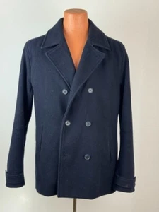 Topman Navy Blue Pea Coat XL - Picture 1 of 3