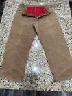 Vtg Carhartt Red Quilt Lined Insulated Dungaree Duck Brown Pants Measures 40x28