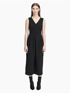 Calvin Klein transparenter Illusion Netzrücken Stretch Krepp kurze Hose Overall 12 = L 🖤 - Bild 1 von 5