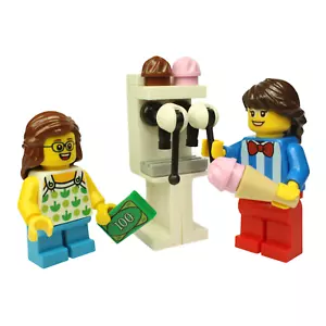 LEGO city minifigures ice cream woman vendor machine and kid child with money - Picture 1 of 12