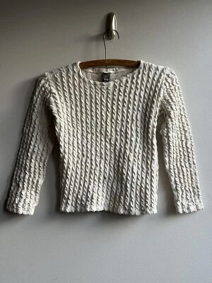 ZARA Girls Boatneck Sweater 10yr Cream Textured KnitCottage Natural Nautical - Image 1 of 4