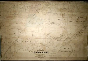 J.W. Mott L.H Cramer MAP OF THE TOWN OF SARATOGA SPRINGS NY 1879 Very Good 33x51 - Picture 1 of 5