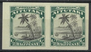 Aitutaki 1920 No Watermark ½d View SG24 Imperf Pair Stamps Mint Unhinged 24-5 - Picture 1 of 1