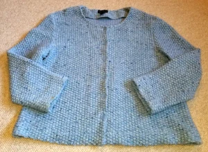 Womens Sweater/Jacket-ANN TAYLOR-Vintage blue wool blend boucle cardigan ls-XL - Picture 1 of 4