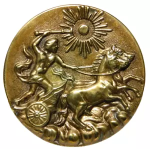 Large Antique Picture BUTTON Mythical Horses & Chariot of Phaethon NICE 1&7/16 - Picture 1 of 5