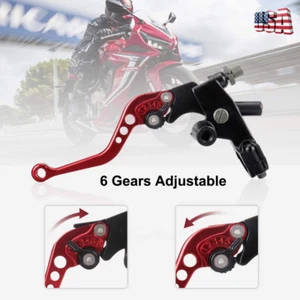 Universal 7/8'' Motorcycle CNC Brake Clutch Master Cylinder Reservoir Lever Set - Foto 1 di 11