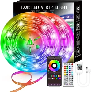 100FT Smart LED Strip Lights 2 Rolls Of 50Ft RGB Strip Lights Sync To Music New - Picture 1 of 12