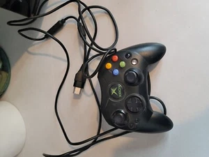 Original Microsoft Xbox S-Type OEM Black Wired Controller With Cable - Picture 1 of 1
