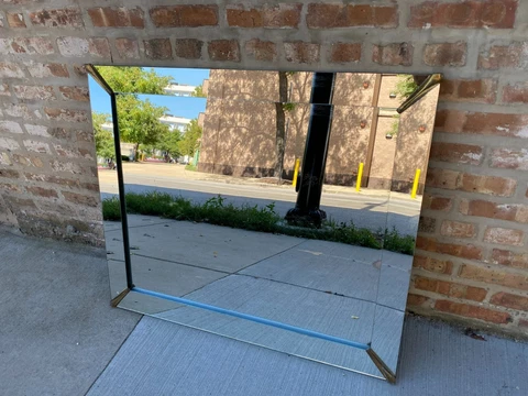 Antique Mid century Modern Art Deco Wall Mirror 39" x 33" Cover