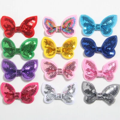 100PCS 2.3" 6CM Mini Sequin Hair Bows For Girls Headband Boutique Butterfly Head - Image 1 of 4