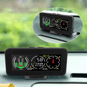 Car Digital GPS Speedometer HUD Gauge 4x4 Inclinometer Compass Slope Meter Level - Picture 1 of 18