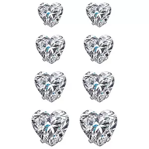 8pcs Clip on Magnetic Earrings 5-8mm Heart Cubic Zirconia Cheater Fake Earrings - Picture 1 of 7
