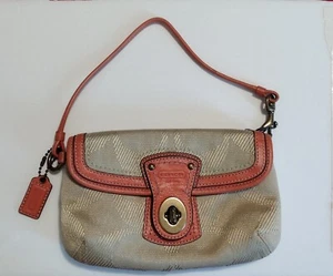 Reisebusarmband/Münzbörse, beige Leinwand mit Korallenlederverkleidung - Bild 1 von 12