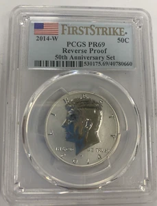 2014-W PCGS PR69 SILVER FIRST STRIKE Kennedy Reverse Proof JFK Half,50 Anniv - Picture 1 of 3