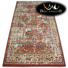 THICK AND DENSELY WOVEN WOOL RUGS "VERA" Flowers terracotta TRADITIONAL CARPETS