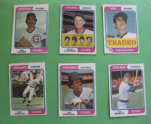 1974 Topps Baseball Chicago Cubs Lot (6). Hooton, Monday, Cardenal, Locker, +2. - Picture 1 of 2