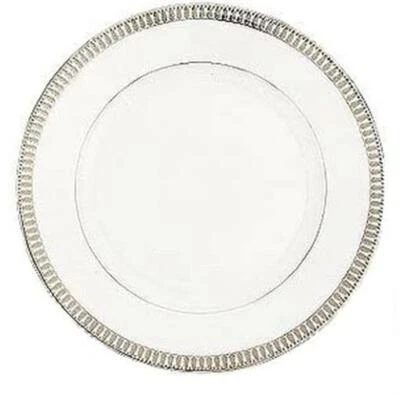 Haviland 249527 Plumes Round Dinner Plate Limoges Porcelain Platinum/White - Image 1 of 2