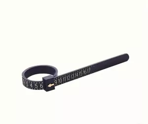 Medidor de anillo medida medidor de tamaño de dedo unisex fácil de usar reutilizable. Color negro - Imagen 1 de 4