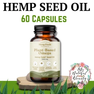 Hemp Foods Australia Plant-Based Omega Hemp Gold Seed Oil Capsules 1000mg 60c - Picture 1 of 11
