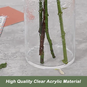 Tall Vases for Centerpieces, Clear Acrylic Cylinder Vase, 4" W X 16" H round ... - Picture 1 of 12