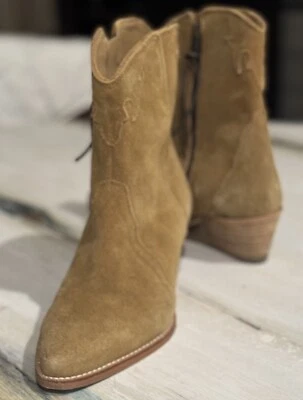 Free People Nuevas Botas Vaqueras Frontier Gamuza Camel Western Para Mujer Talla 7 NUEVAS Foto 1 de 4