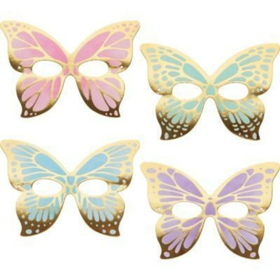 Butterfly Shimmer Party Masks 8pk Gold Foiling - Butterfly Party Supplies - Image 1 of 1