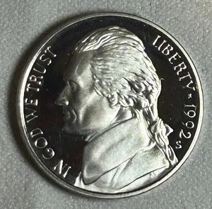 1992-S San Francisco Jefferson 5 Cent Nickel Proof Coin Monticello - Picture 1 of 2