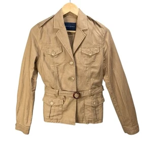 Chaqueta vintage Banana Republic para mujer talla mediana mezcla de lino tostado utilitario con cinturón - Imagen 1 de 16