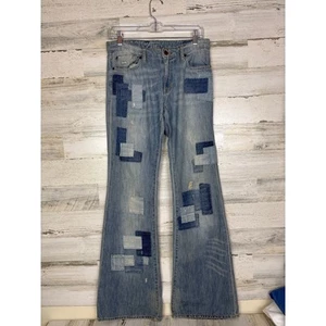 Vintage Denim & Supply Ralph Lauren women’s 29 patchwork flare blue jeans boho - Picture 1 of 6