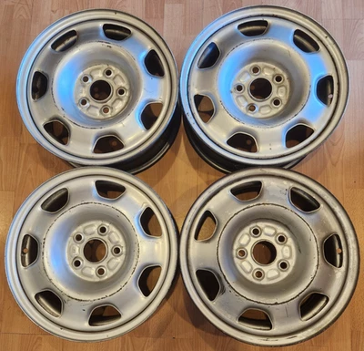 SET OF (4) 16" TOYOTA RAV4 OEM SILVER STEEL WHEELS RIMS 16x6 1996-1997 5x115 - Image 1 of 4