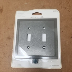 Allen + Roth Bevel 2-Gang Brushed Nickel Indoor Wall Toggle Plate, 5x5 - Picture 1 of 2