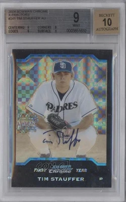 2004 Bowman Chrome First Year X-Fractor Tim Stauffer BGS 9 MINT Rookie Auto RC - Image 1 of 2